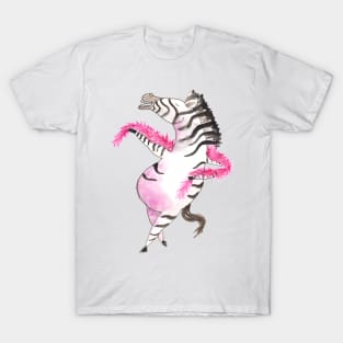 Dancing zebra with feather boa T-Shirt